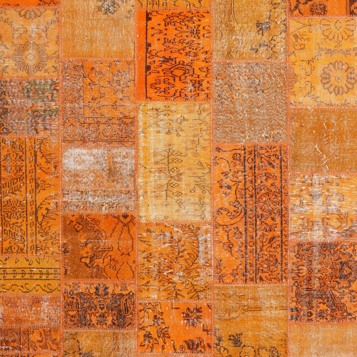 Contemporary Orange Patchwork Rug, con2698