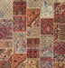 Contemporary Brown Red Patchwork Rug, con2699