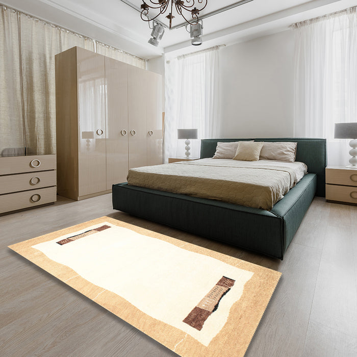 Machine Washable Contemporary Beige Rug in a Bedroom, wshcon269