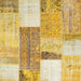 Square Contemporary Caramel Brown Patchwork Rug, con2700