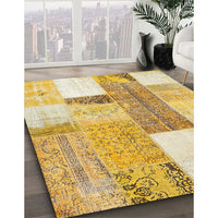 Contemporary Caramel Brown Patchwork Rug, con2700