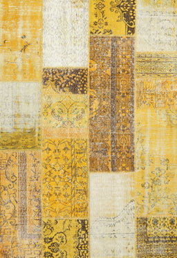 Contemporary Caramel Brown Patchwork Rug, con2700