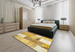 Contemporary Caramel Brown Patchwork Rug in a Bedroom, con2700