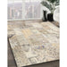 Contemporary Light French Beige Brown Patchwork Rug in Family Room, con2701