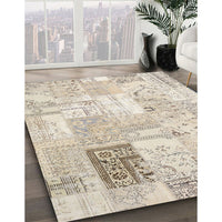 Contemporary Light French Beige Brown Patchwork Rug, con2702