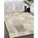 Contemporary Light French Beige Brown Patchwork Rug in Family Room, con2702