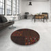 Round Contemporary Red Patchwork Rug in a Office, con2705