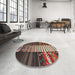 Round Contemporary Brown Southwestern Rug in a Office, con2706