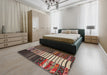 Contemporary Brown Southwestern Rug in a Bedroom, con2706