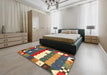 Contemporary Chestnut Brown Modern Rug in a Bedroom, con2707