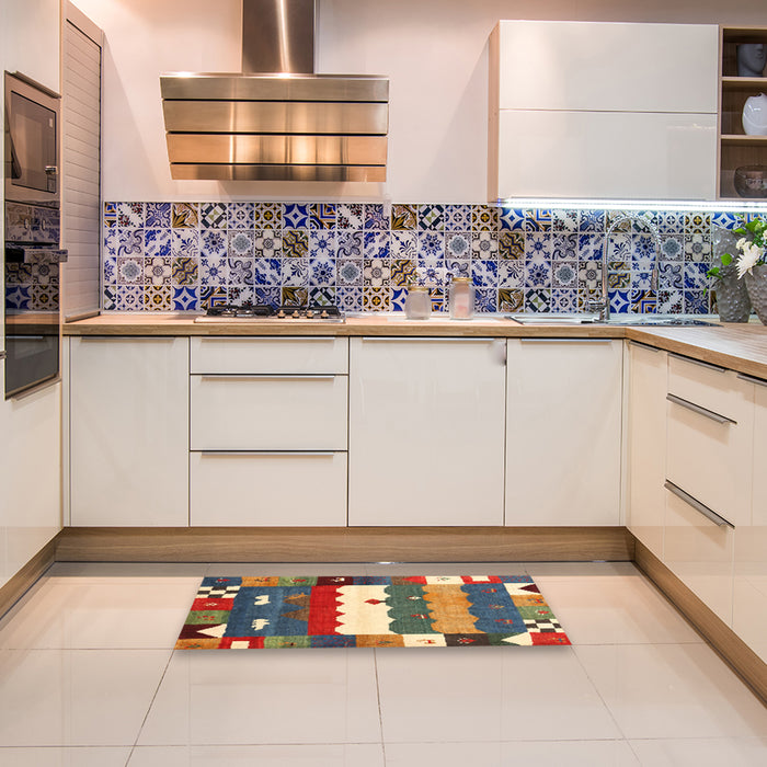 Contemporary Chestnut Brown Modern Rug in a Kitchen, con2707
