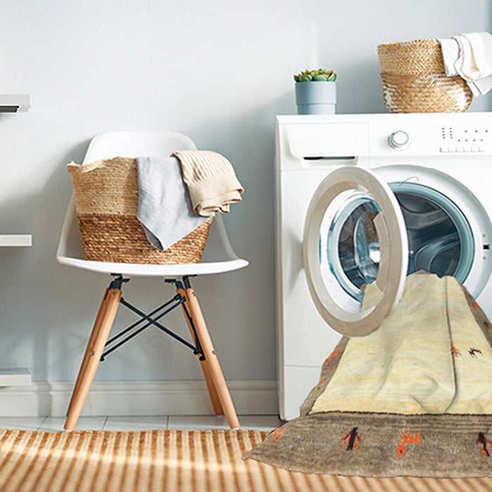 Machine Washable Contemporary Sand Brown Rug in a Washing Machine, wshcon2708