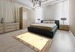 Contemporary Sand Brown Solid Rug in a Bedroom, con2708