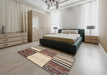 Contemporary Reddish Brown Patchwork Rug in a Bedroom, con2709