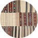 Sideview of Contemporary Reddish Brown Patchwork Rug, con2709