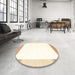 Round Machine Washable Contemporary Beige Rug in a Office, wshcon270
