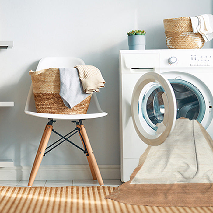 Machine Washable Contemporary Beige Rug in a Washing Machine, wshcon270
