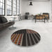 Round Contemporary Mid Gray Patchwork Rug in a Office, con2710