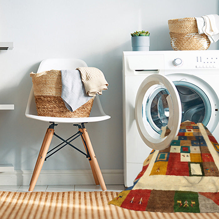 Machine Washable Contemporary Brown Red Rug in a Washing Machine, wshcon2711