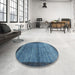 Round Contemporary Blue Modern Rug in a Office, con2712