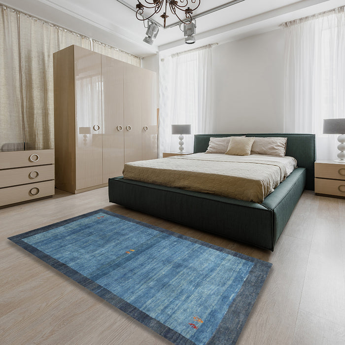 Machine Washable Contemporary Blue Rug in a Bedroom, wshcon2712