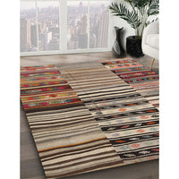 Contemporary Light French Beige Brown Patchwork Rug, con2714