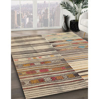 Contemporary Brown Patchwork Rug, con2715