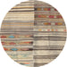 Sideview of Contemporary Brown Patchwork Rug, con2715