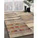 Contemporary Brown Patchwork Rug in Family Room, con2715