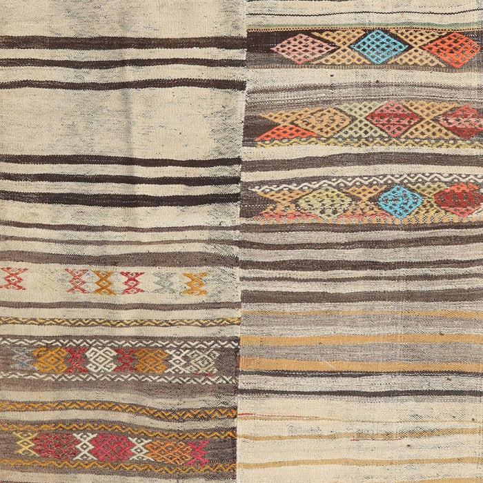 Contemporary Brown Patchwork Rug, con2715