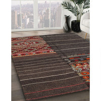 Contemporary Brown Patchwork Rug, con2716