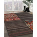 Contemporary Brown Patchwork Rug in Family Room, con2716