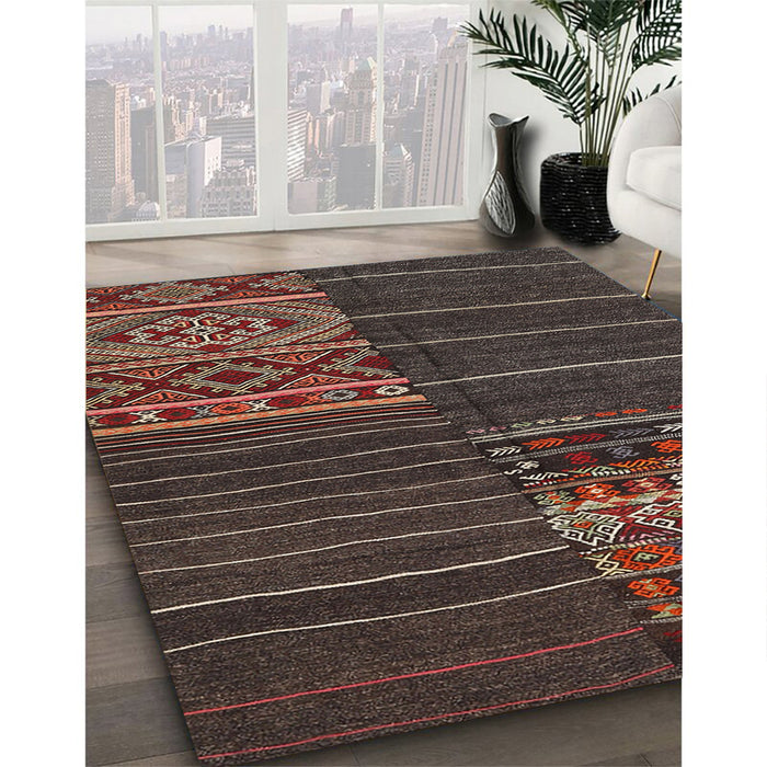 Machine Washable Contemporary Brown Rug in a Family Room, wshcon2716