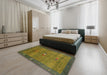 Machine Washable Contemporary Oak Brown Rug in a Bedroom, wshcon2717