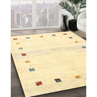 Contemporary Brown Gold Solid Rug, con2718