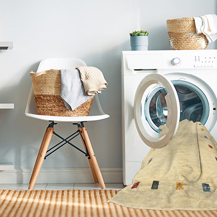 Machine Washable Contemporary Brown Gold Rug in a Washing Machine, wshcon2718