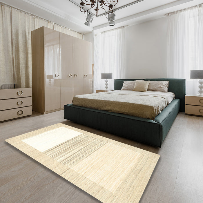 Contemporary Beige Solid Rug in a Bedroom, con271
