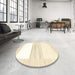 Round Contemporary Beige Solid Rug in a Office, con271