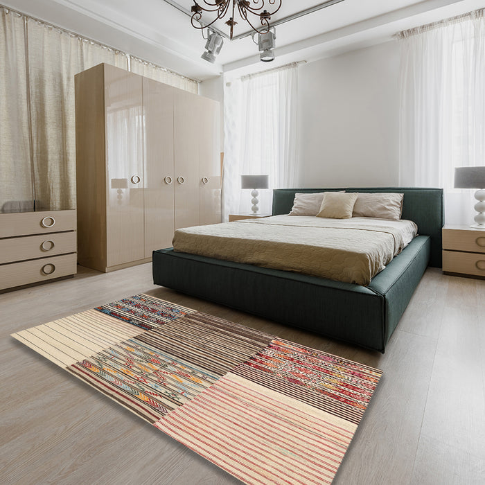 Machine Washable Contemporary Chestnut Brown Rug in a Bedroom, wshcon2720