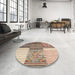 Round Machine Washable Contemporary Chestnut Brown Rug in a Office, wshcon2720