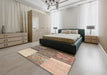 Contemporary Chestnut Brown Patchwork Rug in a Bedroom, con2720