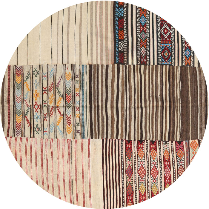 Sideview of Contemporary Chestnut Brown Patchwork Rug, con2720