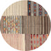 Sideview of Contemporary Chestnut Brown Patchwork Rug, con2720