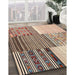 Contemporary Chestnut Brown Patchwork Rug in Family Room, con2720