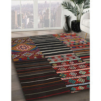 Contemporary Brown Patchwork Rug, con2721