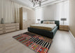 Contemporary Brown Patchwork Rug in a Bedroom, con2721