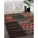 Contemporary Brown Patchwork Rug in Family Room, con2721