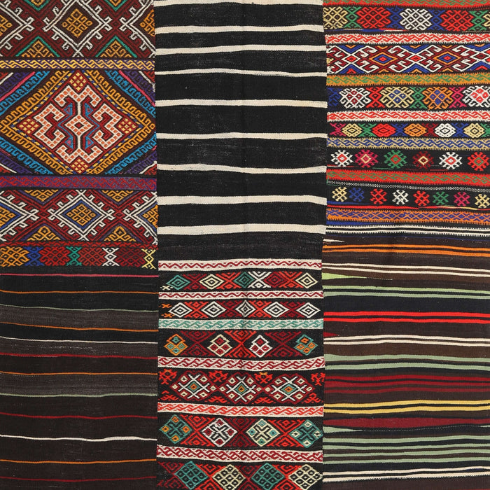 Contemporary Brown Patchwork Rug, con2721