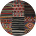 Sideview of Contemporary Brown Patchwork Rug, con2721