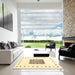 Square Machine Washable Contemporary Pastel Yellow Rug in a Living Room, wshcon2722